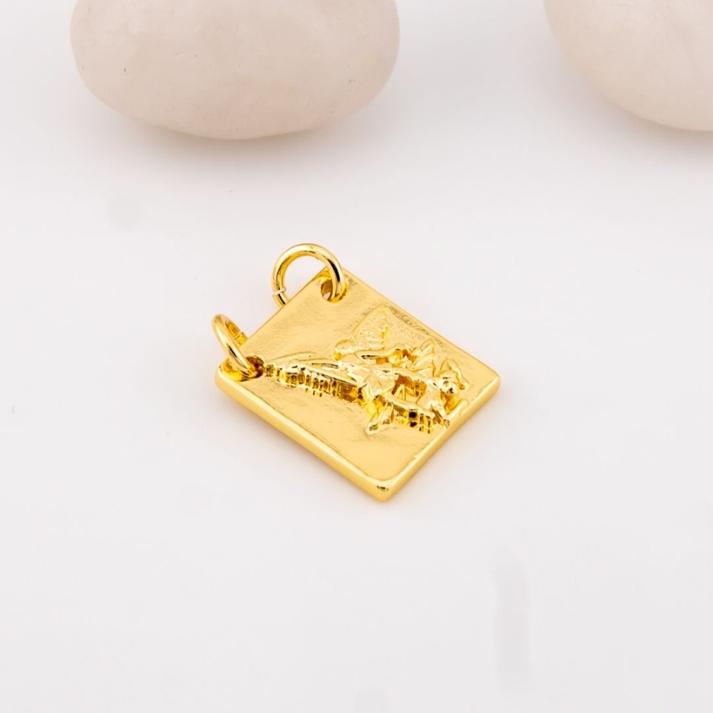 Dije medalla religiosa baño 18k
