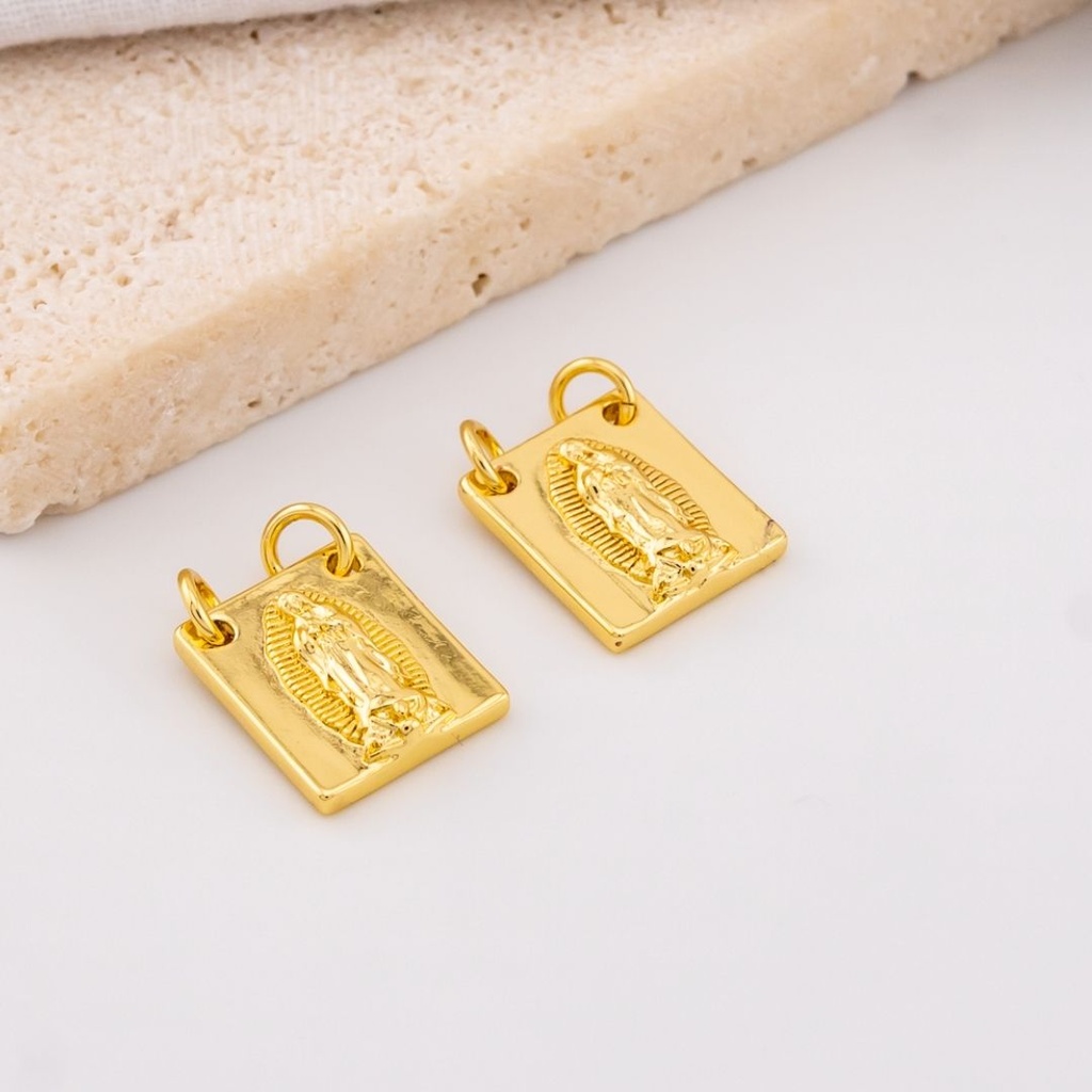 Dije medalla religiosa virgen baño 18k