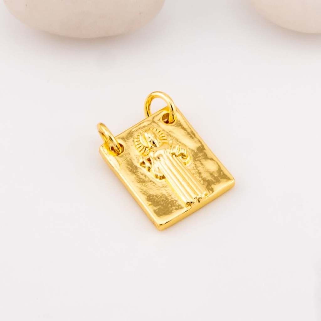 Dije medalla religiosa baño 18k