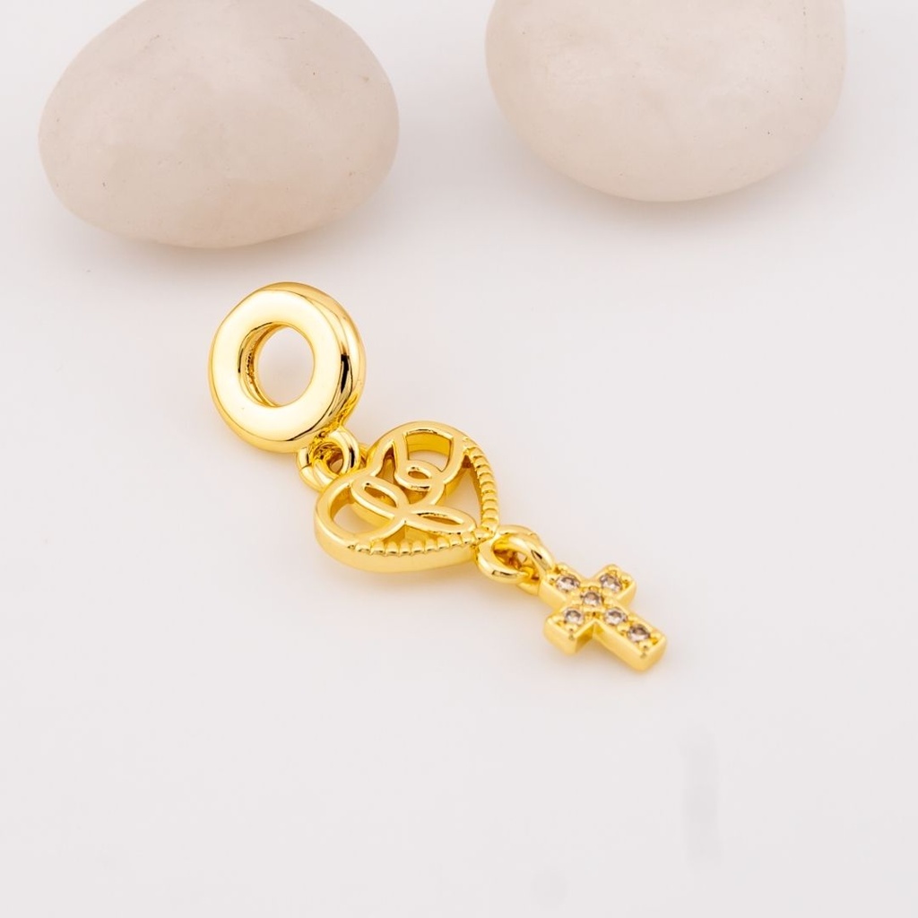 Dije fe estilo charm micropave baño 18k