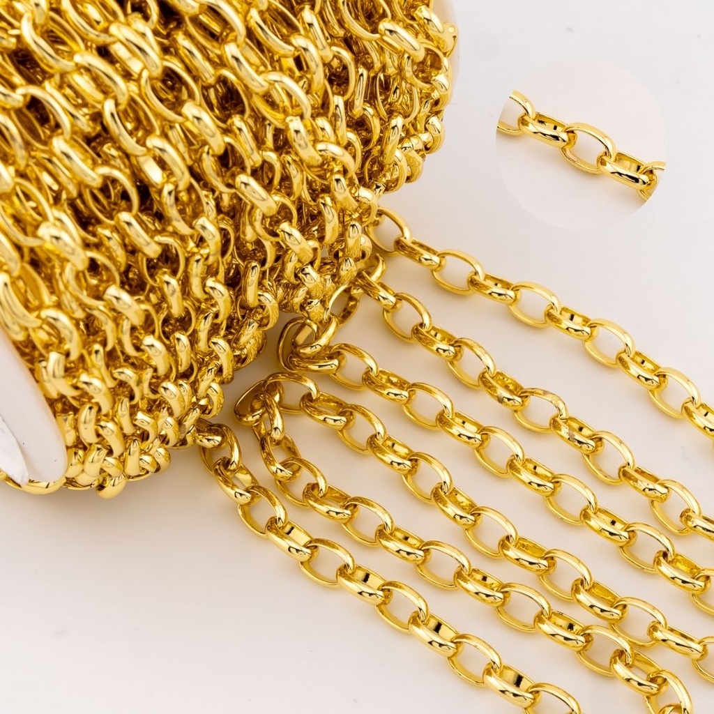 Cadena por yarda en acero eslabones GOLDFILLED baño 18k