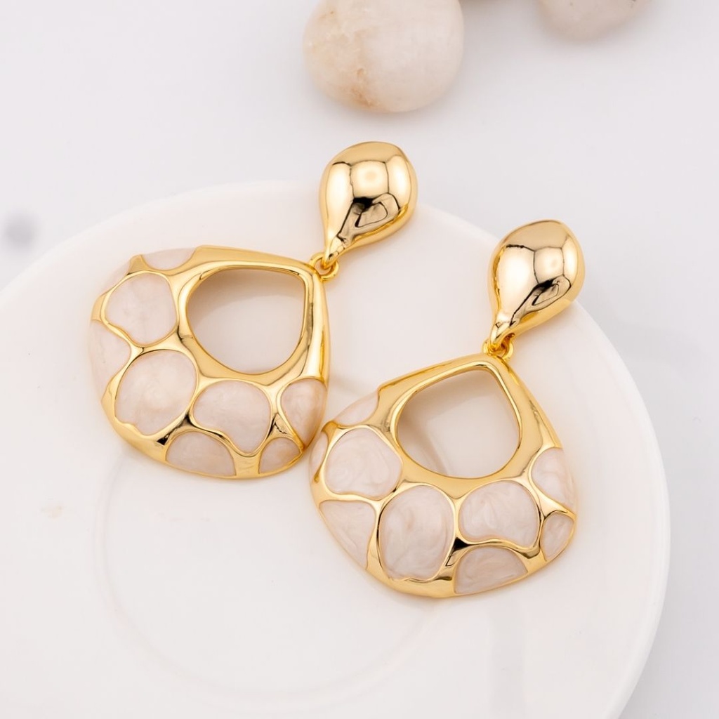 Aretes colgantes esmaltado baño 18k pin de plata