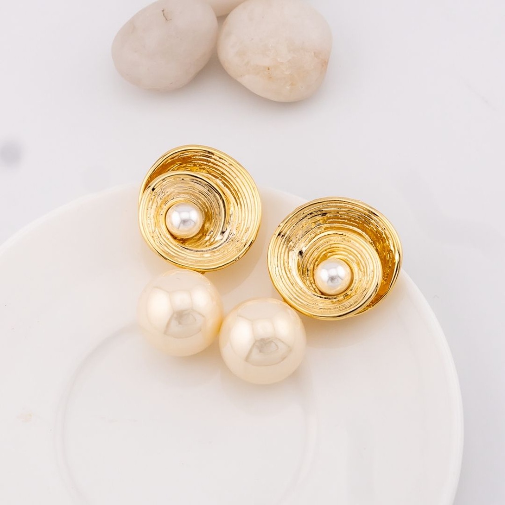 Aretes C baño 18k pin de plata