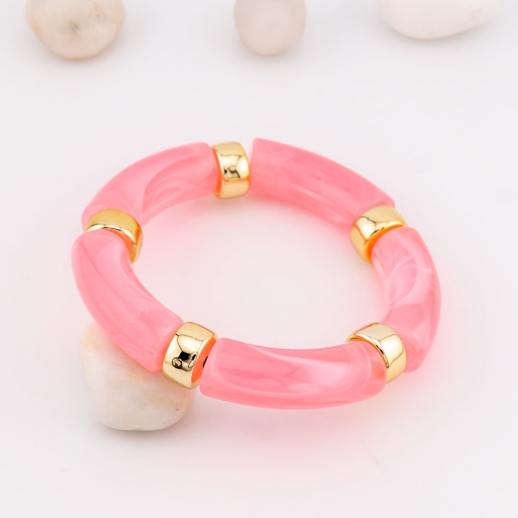 Pulsera elastica en acrilico carey con baño 18k