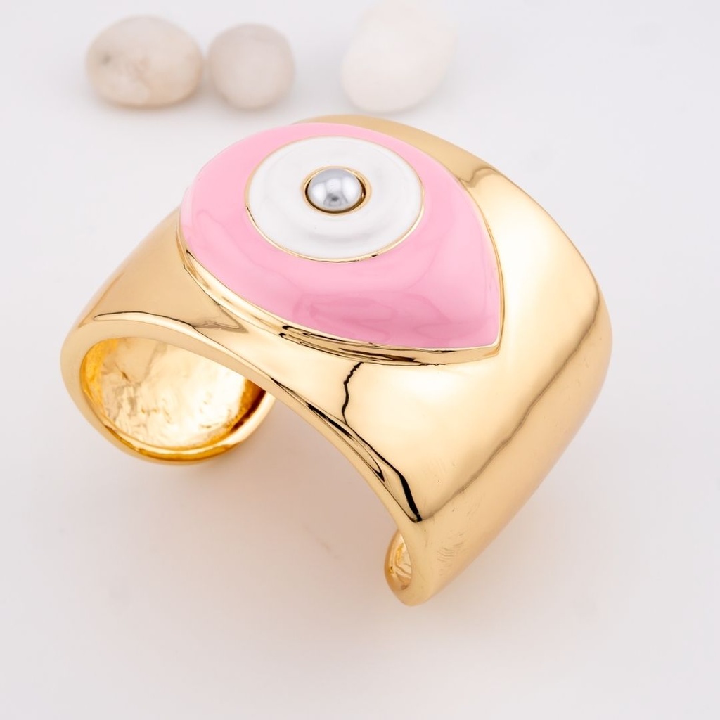 Brazalete chunky ojo turco baño 18k