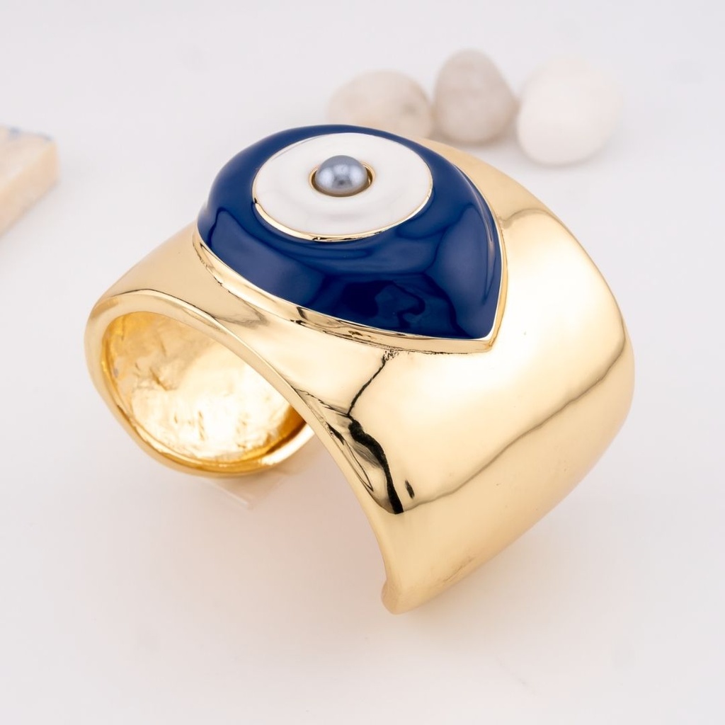 Brazalete chunky ojo turco baño 18k
