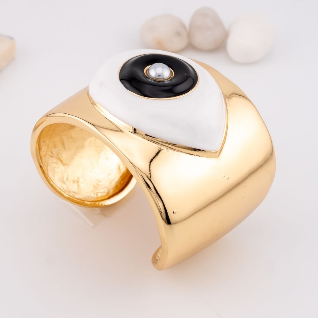 Brazalete chunky ojo turco baño 18k