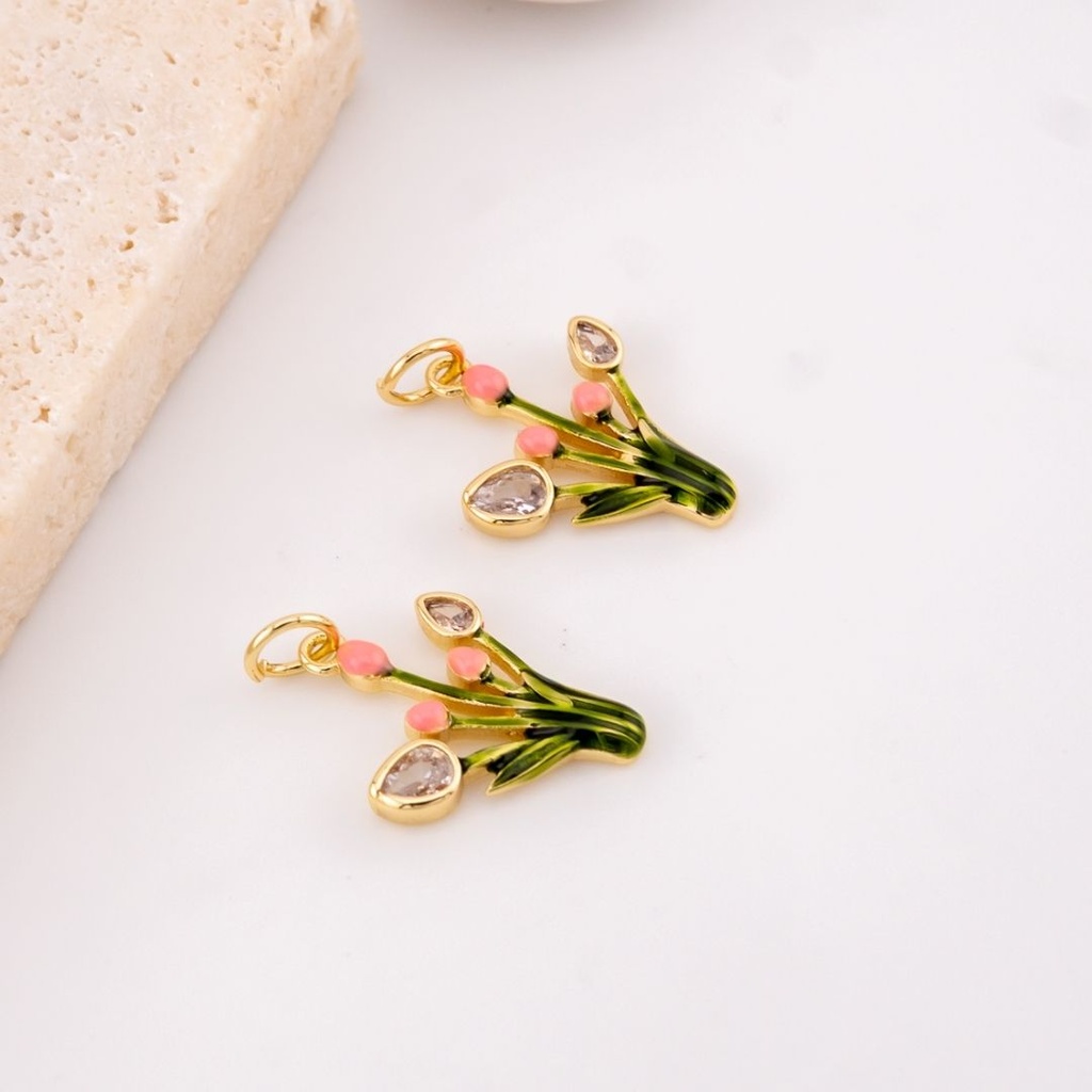 Dije alga marina micropave esmaltado con baño 18k