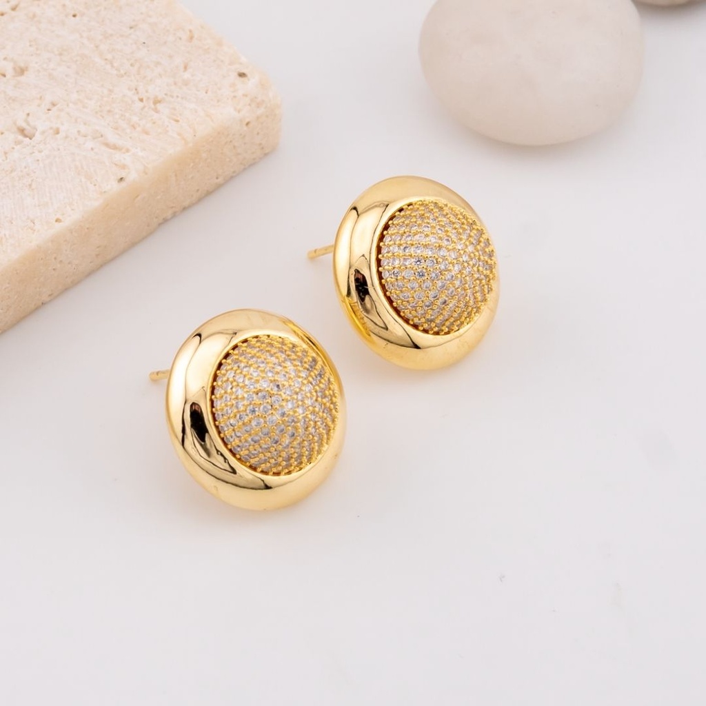 Aretes  con zirconia baño 18k pin de plata