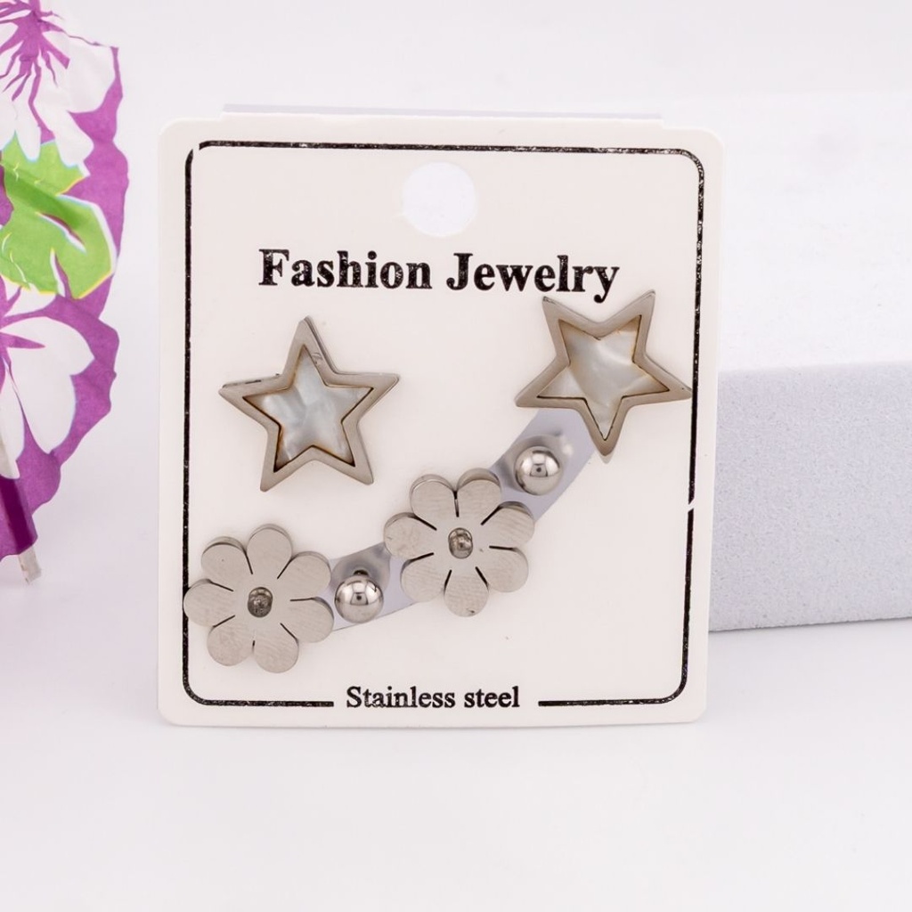 Set de piercings varios con zirconias acero inoxidable