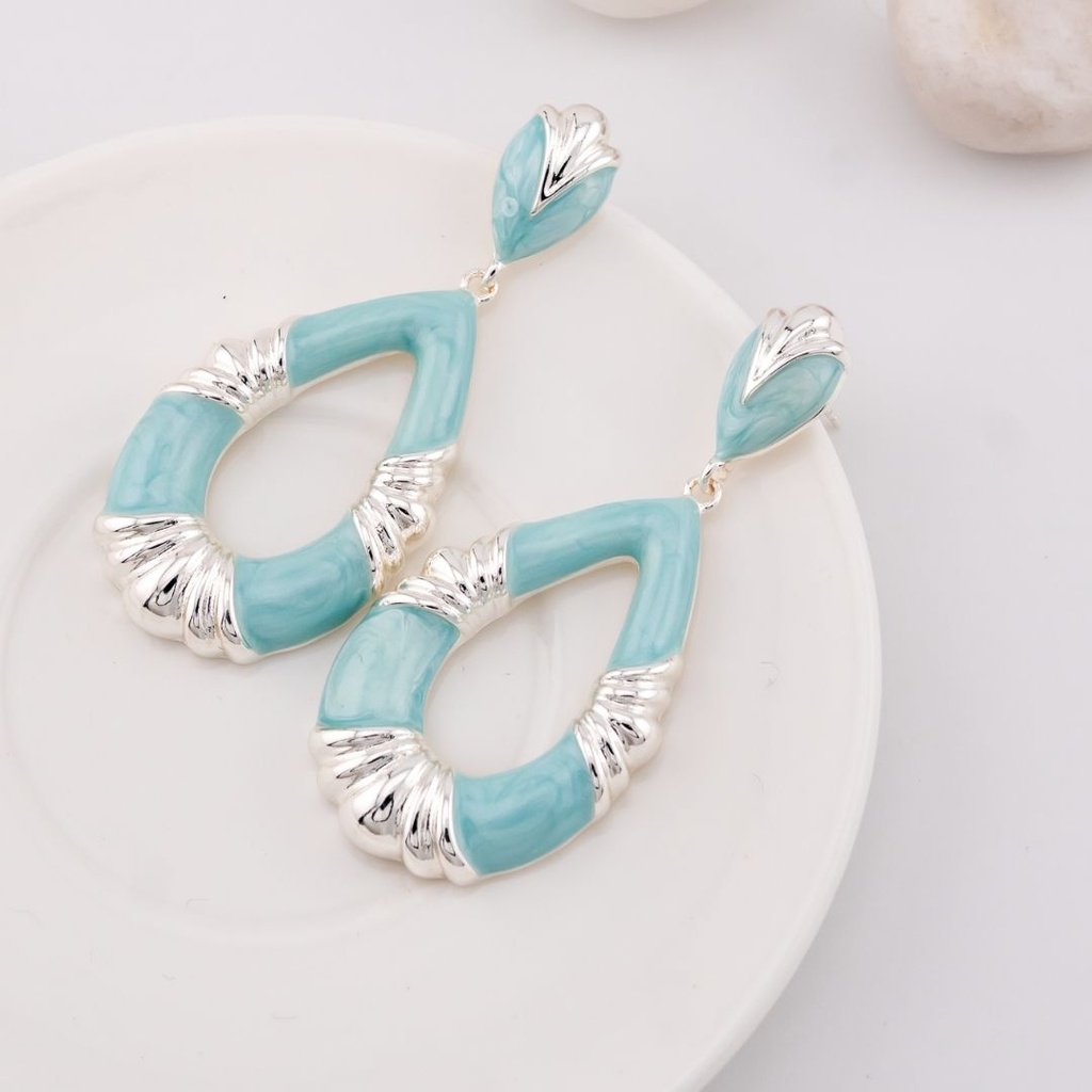 Aretes colgantes resina baño 18k pin de plata