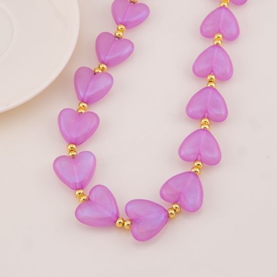 Collar chunky de corazones baño 18k