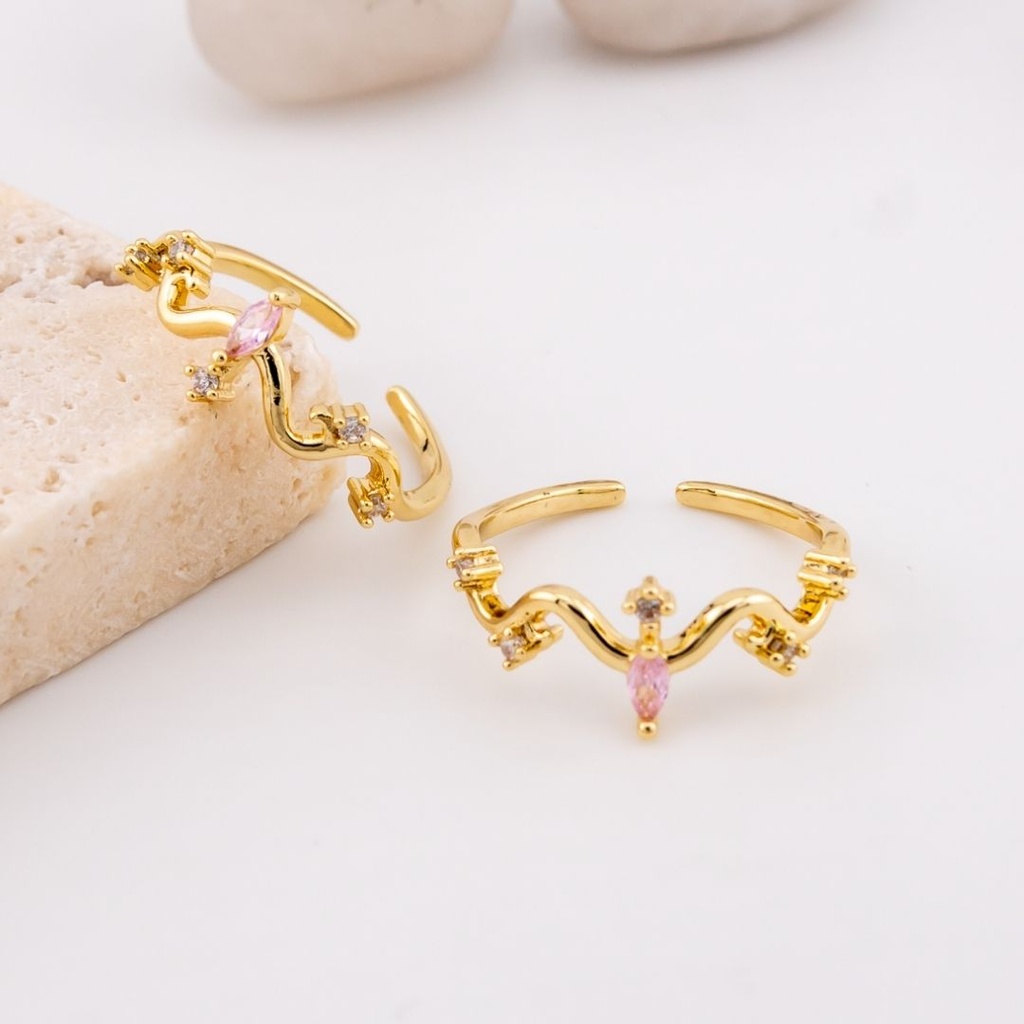 Anillo ajustable con zirconias baño 18k
