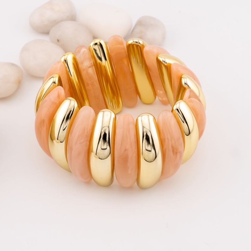 Pulsera chunky elastica resina baño 18k