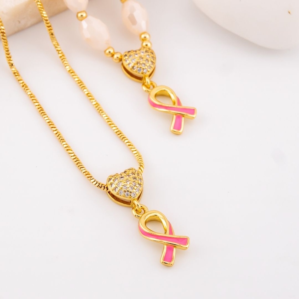 Dije chongo cancer esmaltado micropave baño 18k