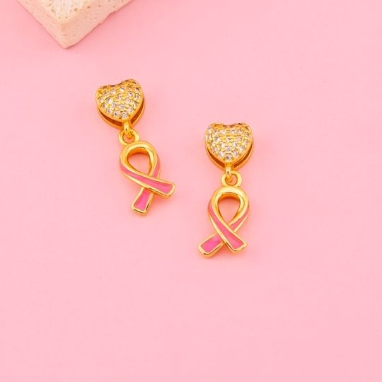 Dije de corazon con lazo cancer de mama en micropave