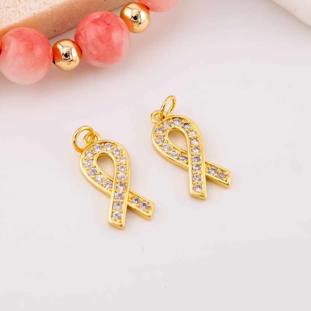 Dije chongo cancer esmaltado micropave baño 18k