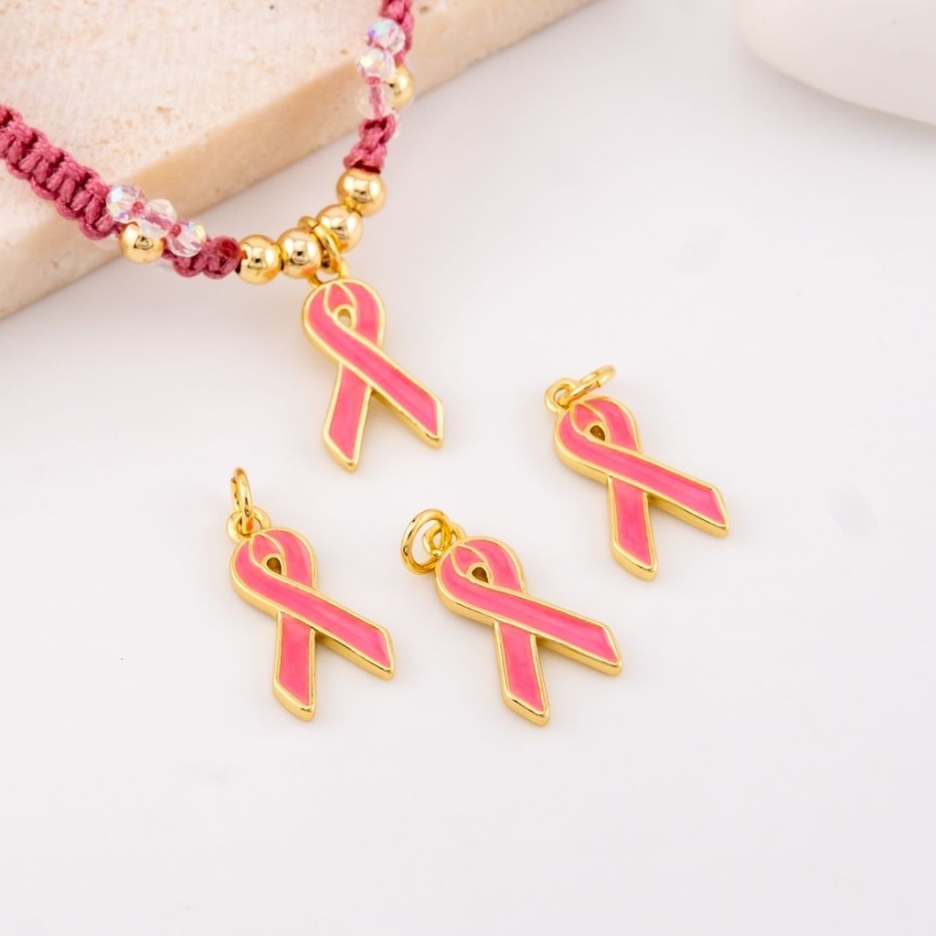 Dije chongo cancer esmaltado micropave baño 18k