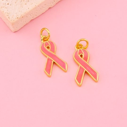 Dije lazo cancer de mama esmaltado baño 18k