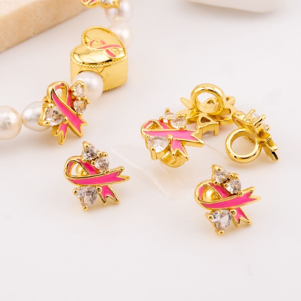 Dije chongo cancer esmaltado micropave baño 18k