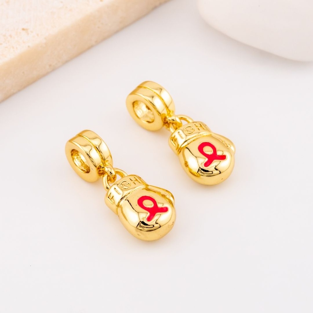 Charm estilo pandora chongo cancer guantes de boxeo esmaltado baño 18k