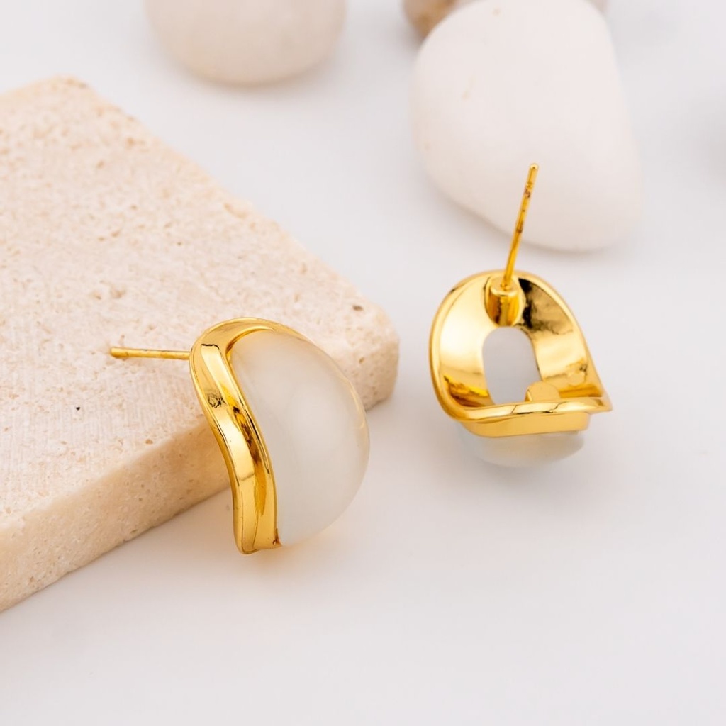 Aretes stud acero inoxidable con perlas