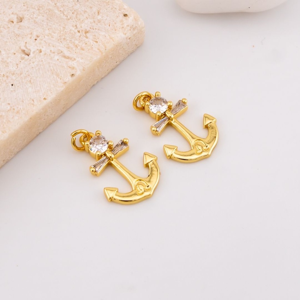  Dije ancla de mar micropave y baño 18k