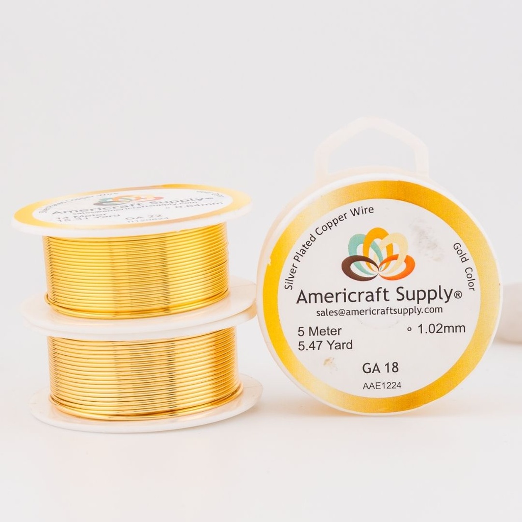 Alambre AAA antitarnish para bisutería calibre 18 de cobre con baño de plata y recubrimiento con polímero.