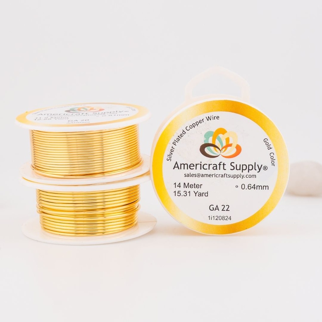 Alambre AAA antitarnish para bisutería calibre 22 de cobre con baño de plata y recubrimiento con polímero.