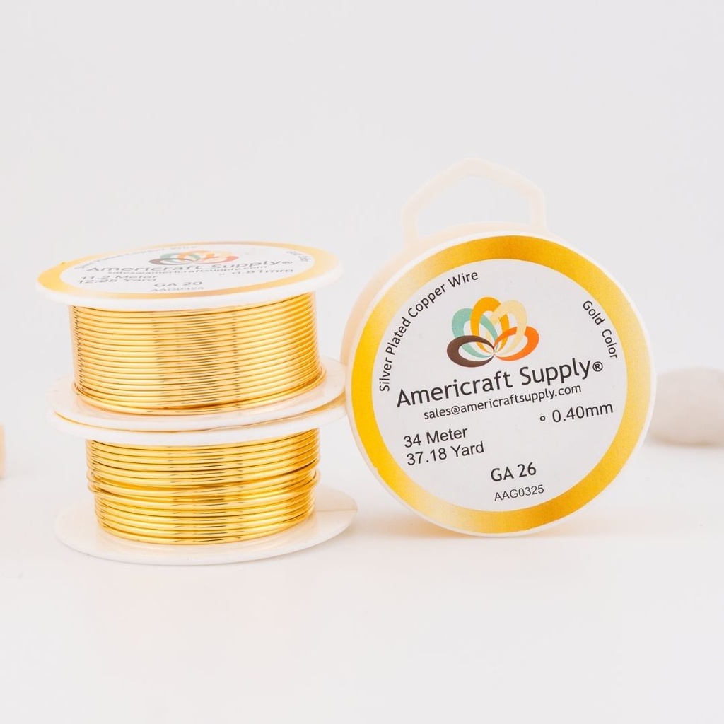Alambre AAA antitarnish para bisutería calibre 26 de cobre con baño de plata y recubrimiento con polímero.
