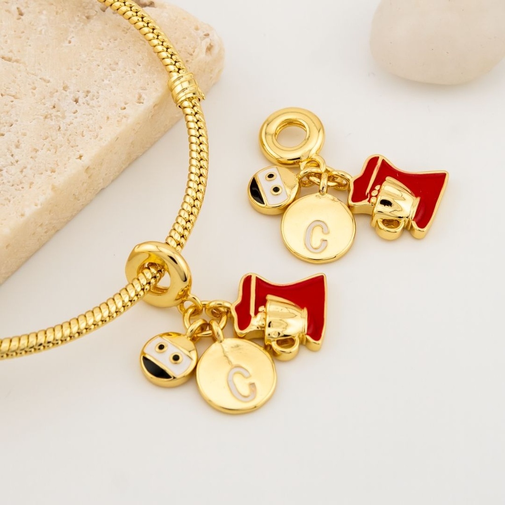 Charm de corazon esilo pandora micropave baño 18k 