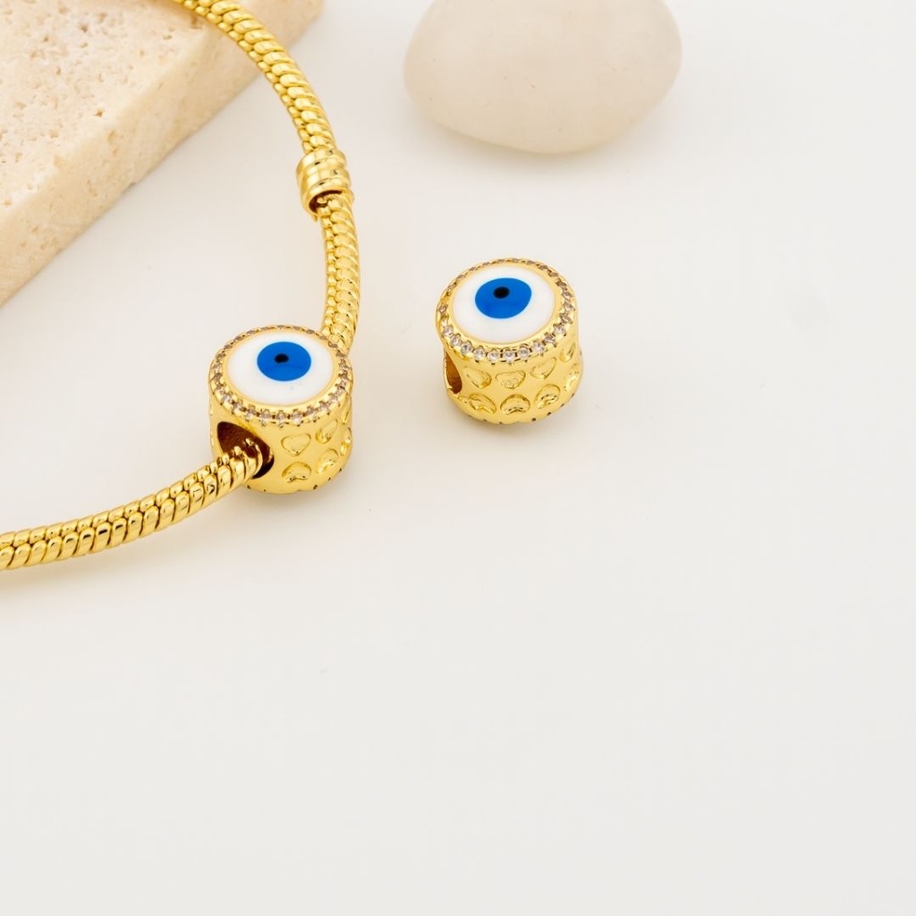 Charm esilo pandora ojo turco micropave baño 18k 