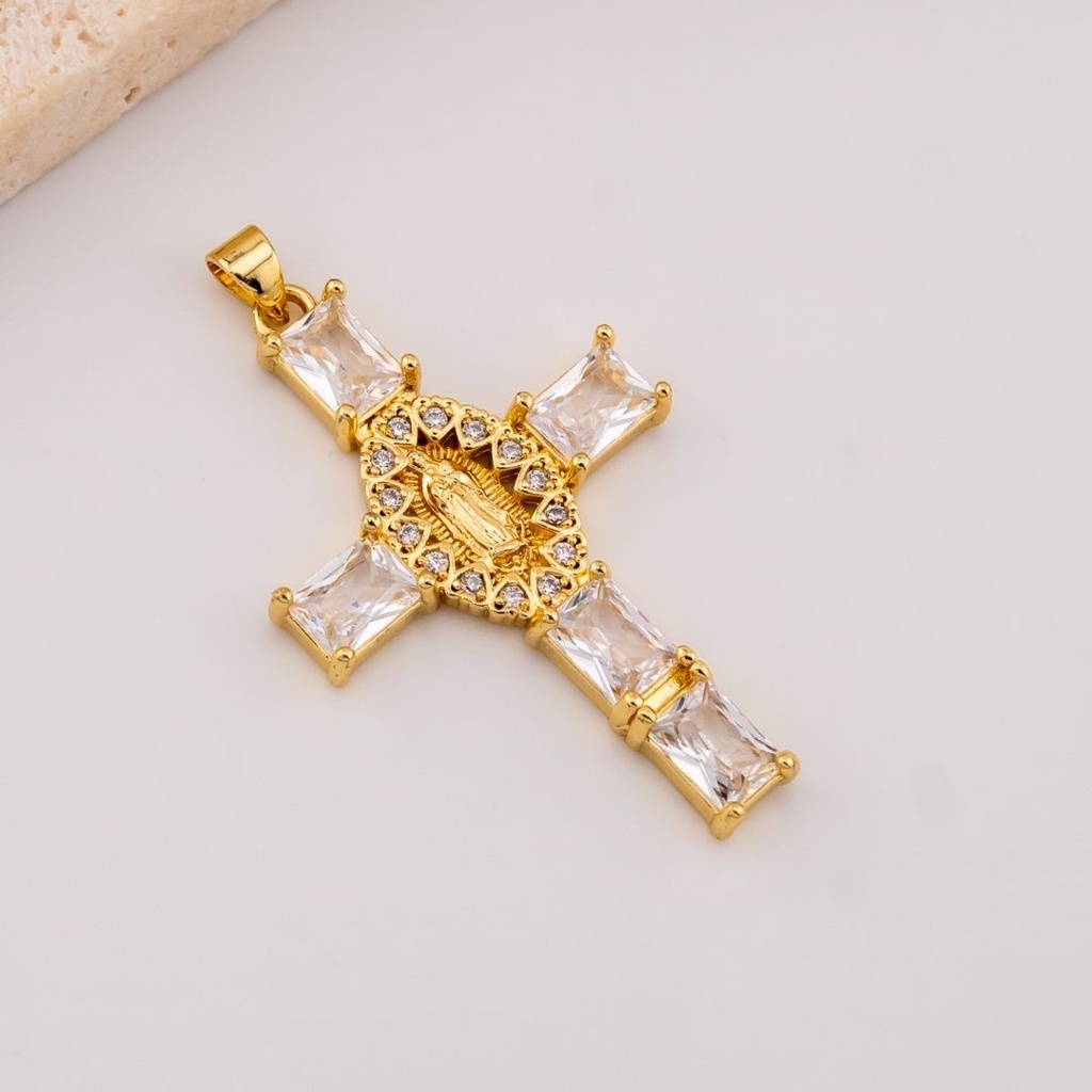 Dije micropave cruz  baño 18k