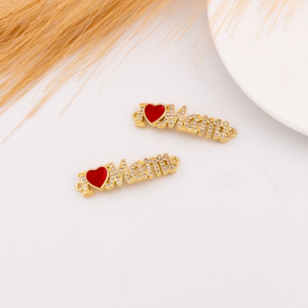 Enlace I LOVE MOM con zirconias baño 18k