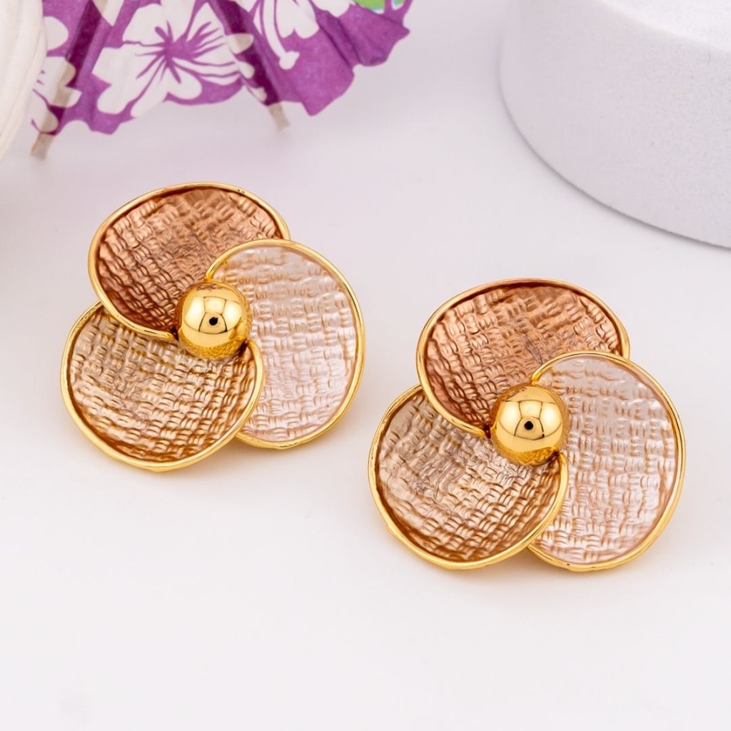 Aretes stud esmaltados baño 18k