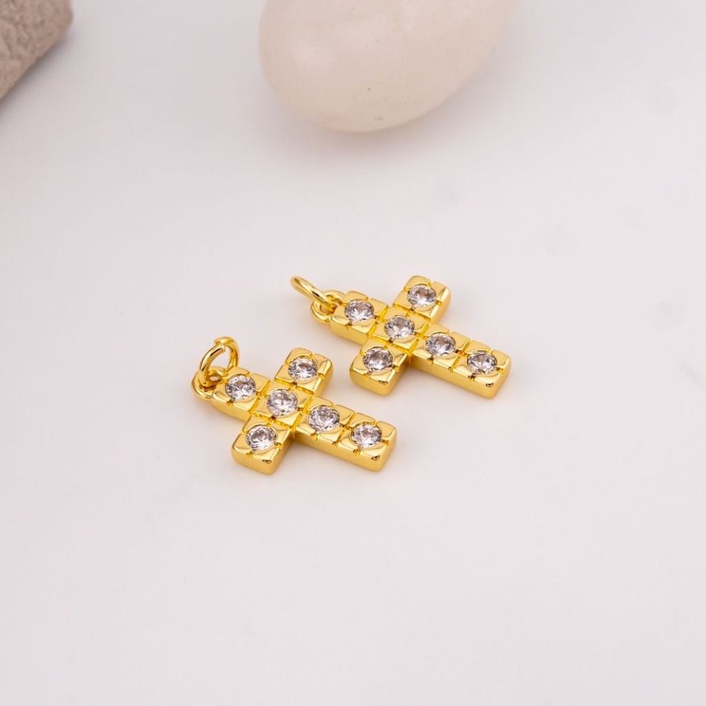  Dije cruz micropave y baño 18k
