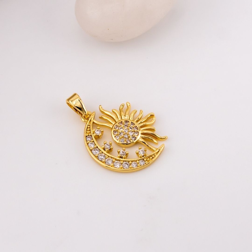  Dije sol y luna micropave y baño 18k
