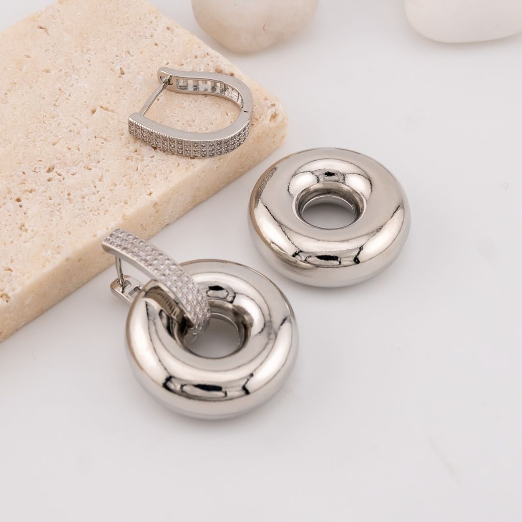 Aretes cogantes doble uso con zirconias baño 18k