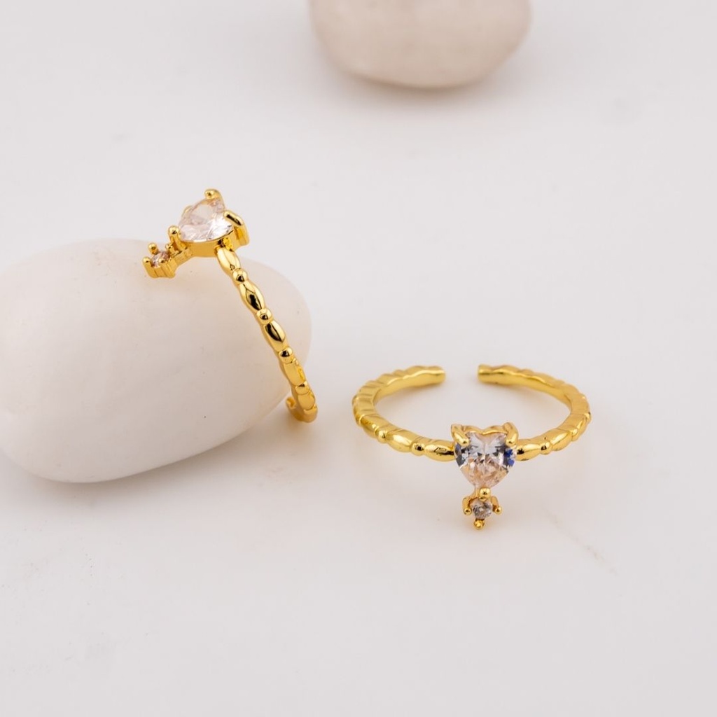 Anillo ajustable  fino con zirconias baño 18k