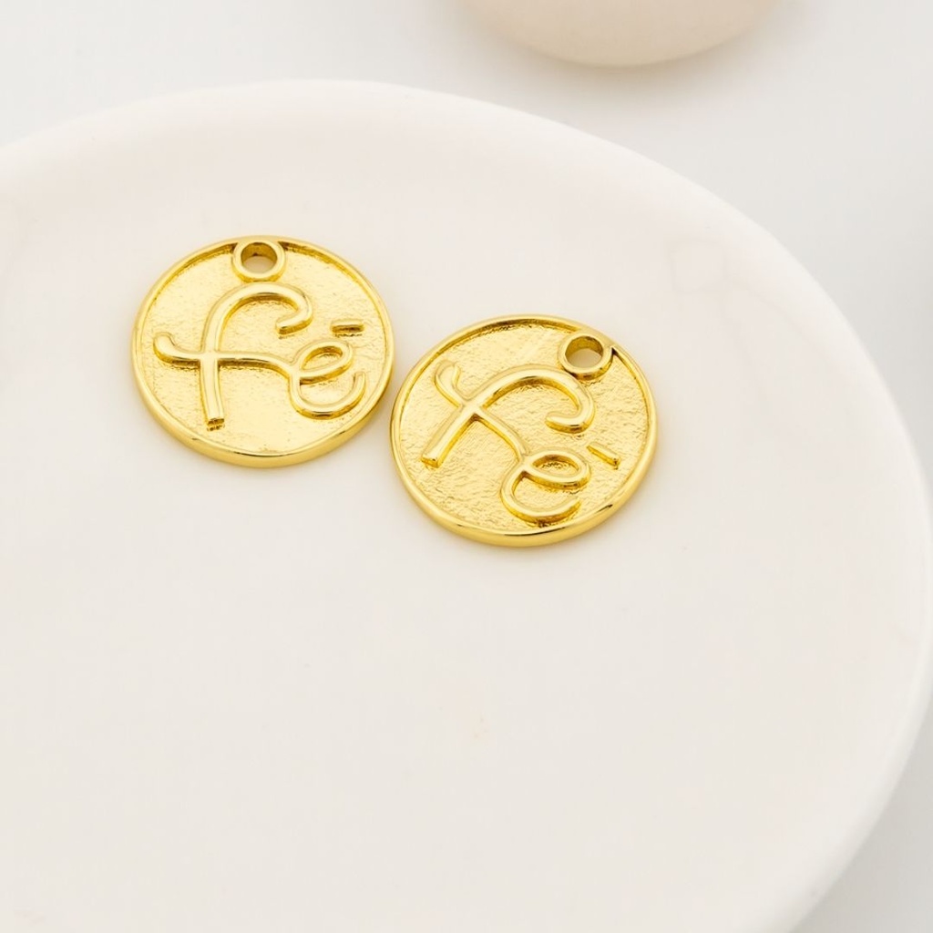 Dije redondo 14 mm FE baño 18k