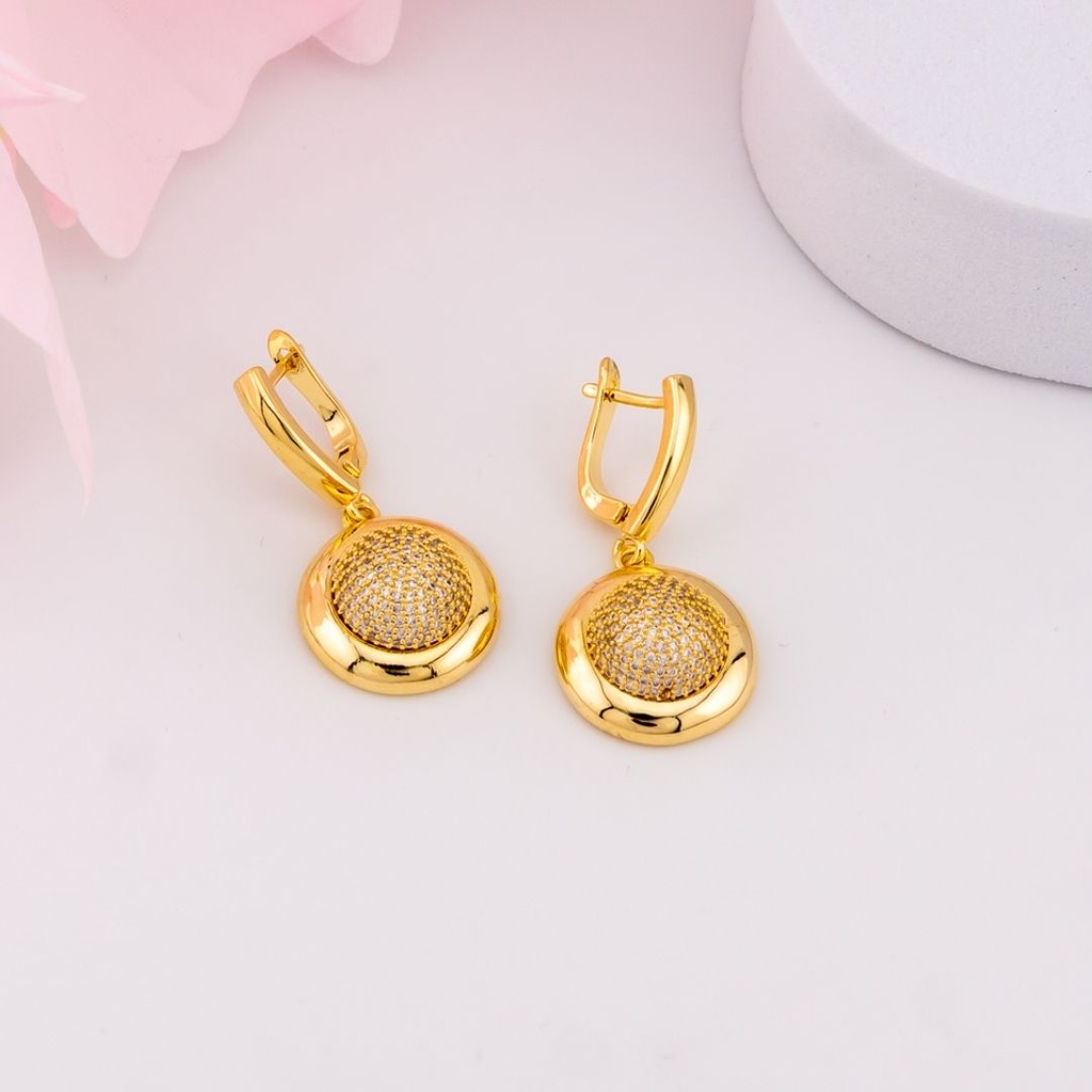 Aretes colgantes con zirconias baño 18k