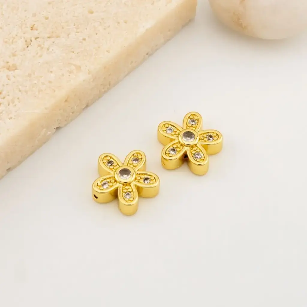 separador de flor con zirconias baño 18k