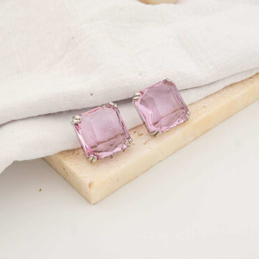 Aretes stud cuadrado con zirconia baño 18k