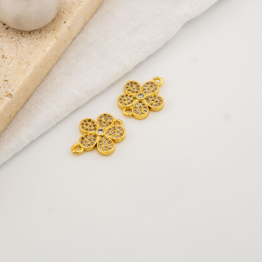 Enlace flor micropave con  baño 18k