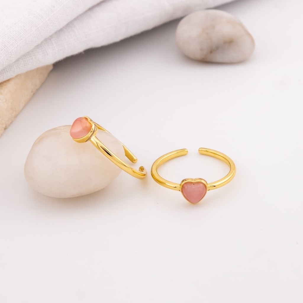 Anillo corazon con zirconias  baño 18k