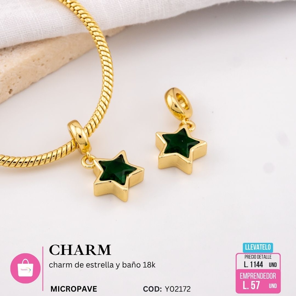charm de estrella y baño 18k