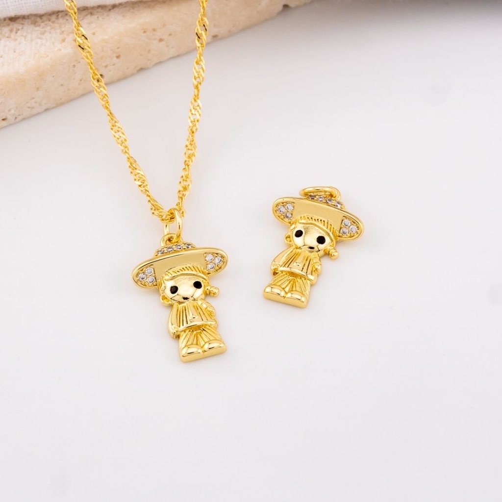 Dije micropave niña catracha  baño 18k