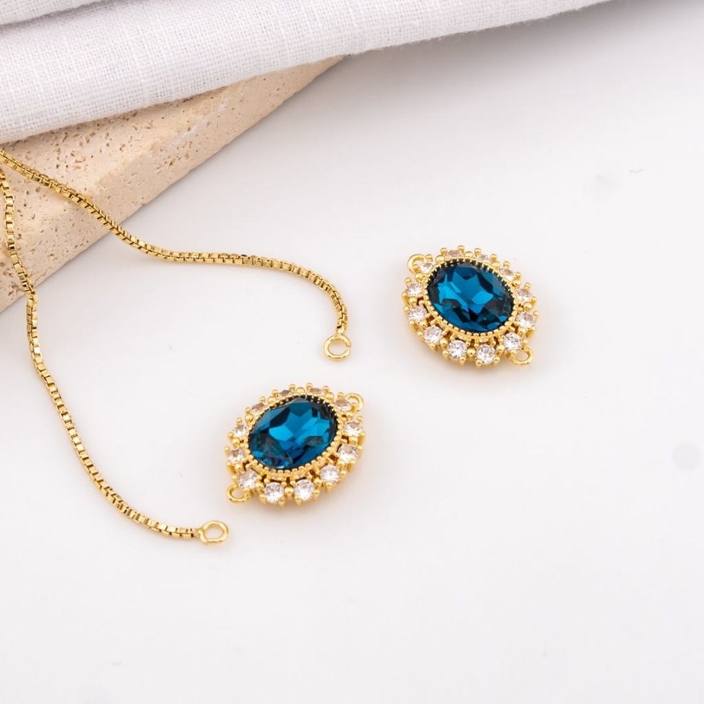 Enlace con zirconia micropave y baño 18k