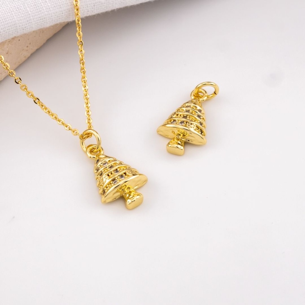 Dije navideño arbol  micropave y baño 18k
