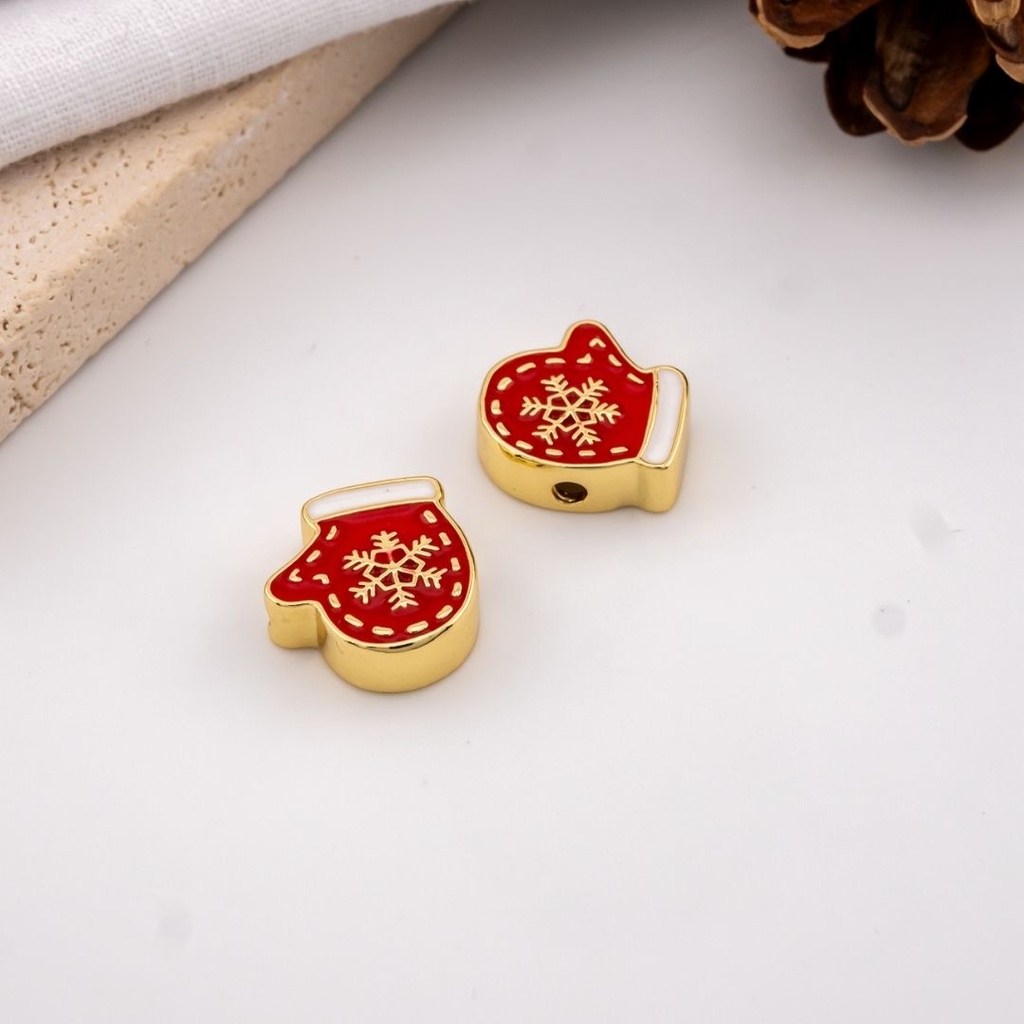 Separador  navideño guantes esmaltado baño 18k